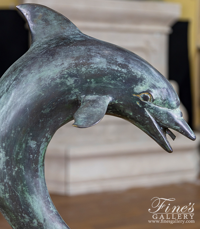 Bronze Fountains  - Happy Dolphin In Bronze Fountain - BF-539